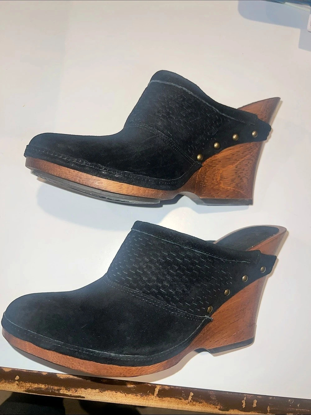 Michael Kors Black suede Cupid wedge clog US 8 new in box